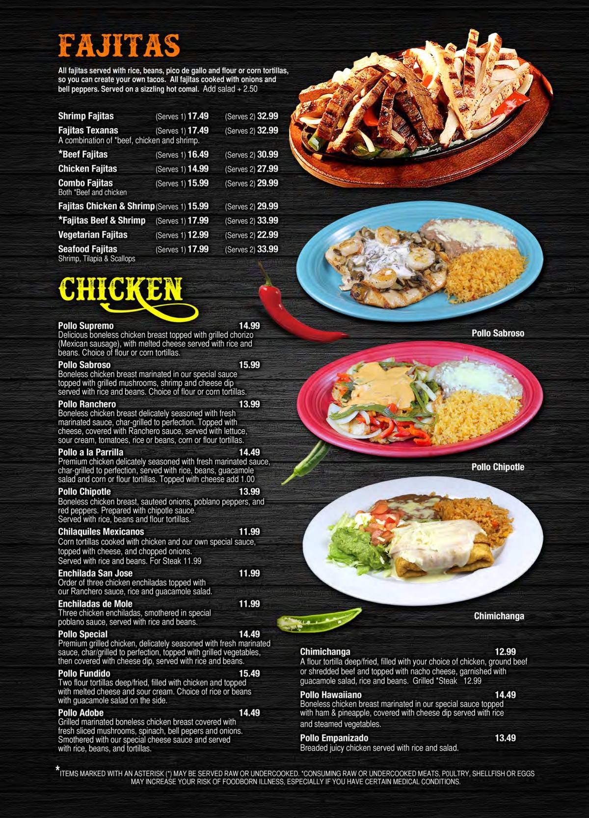 El Molcajete printed menu, page 5 of 8